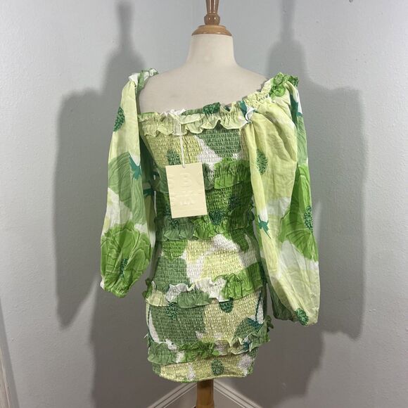 Sabo Mini Dress Women Berlyn Shirred Ruffle Party Vacation 90s Y2K - Picture 5 of 12